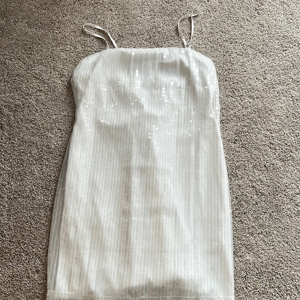 White sequin mini dress